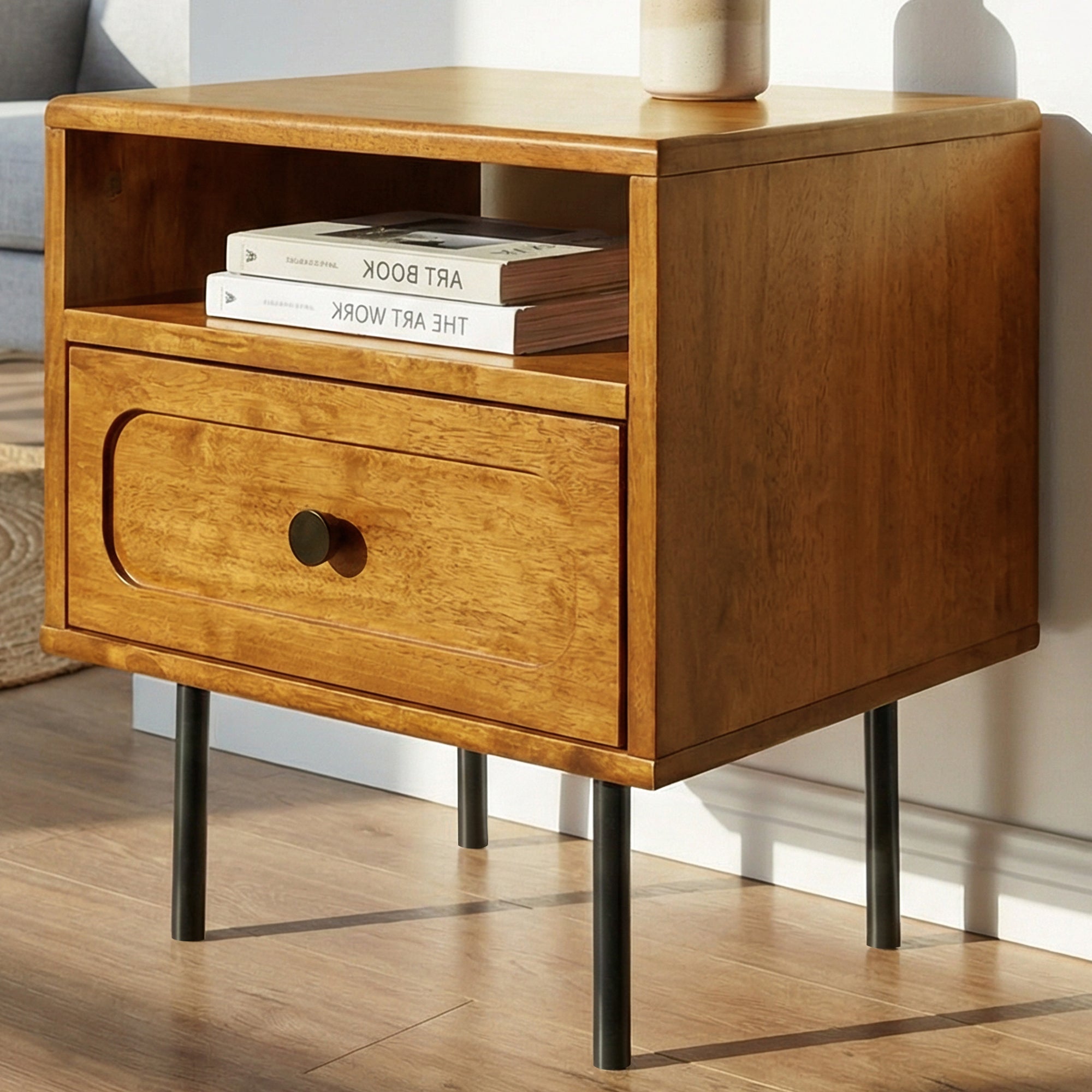 The Steren Single Drawer Solid Wood Nightstand