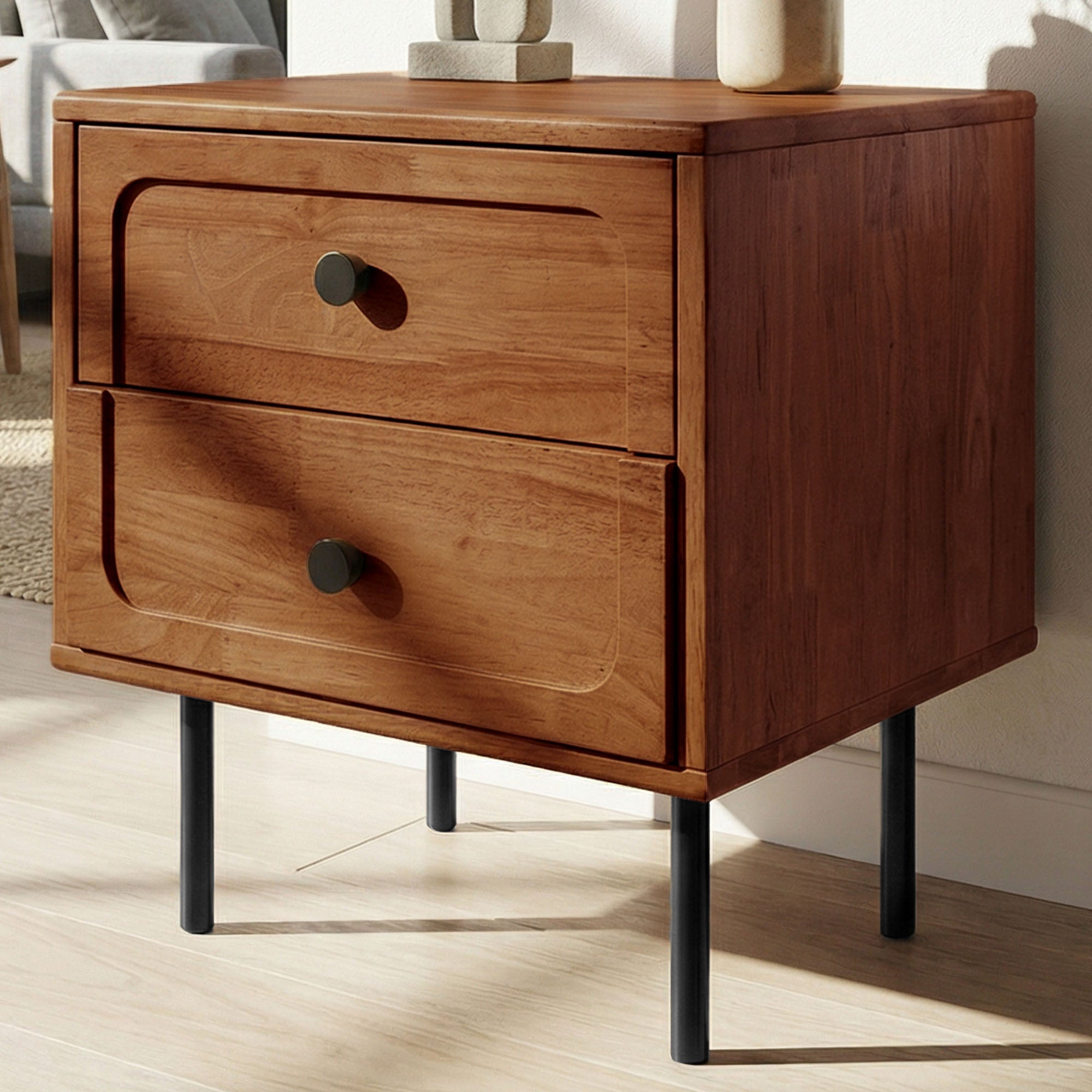 The Steren 2 Drawer Solid Wood Nightstand