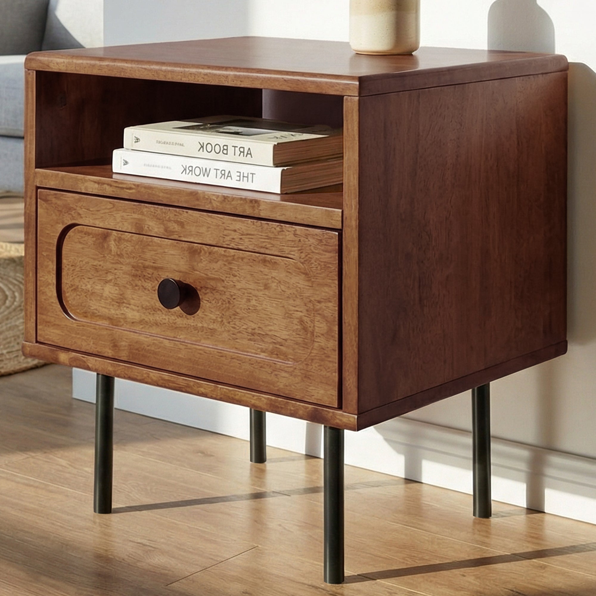 The Steren Single Drawer Solid Wood Nightstand