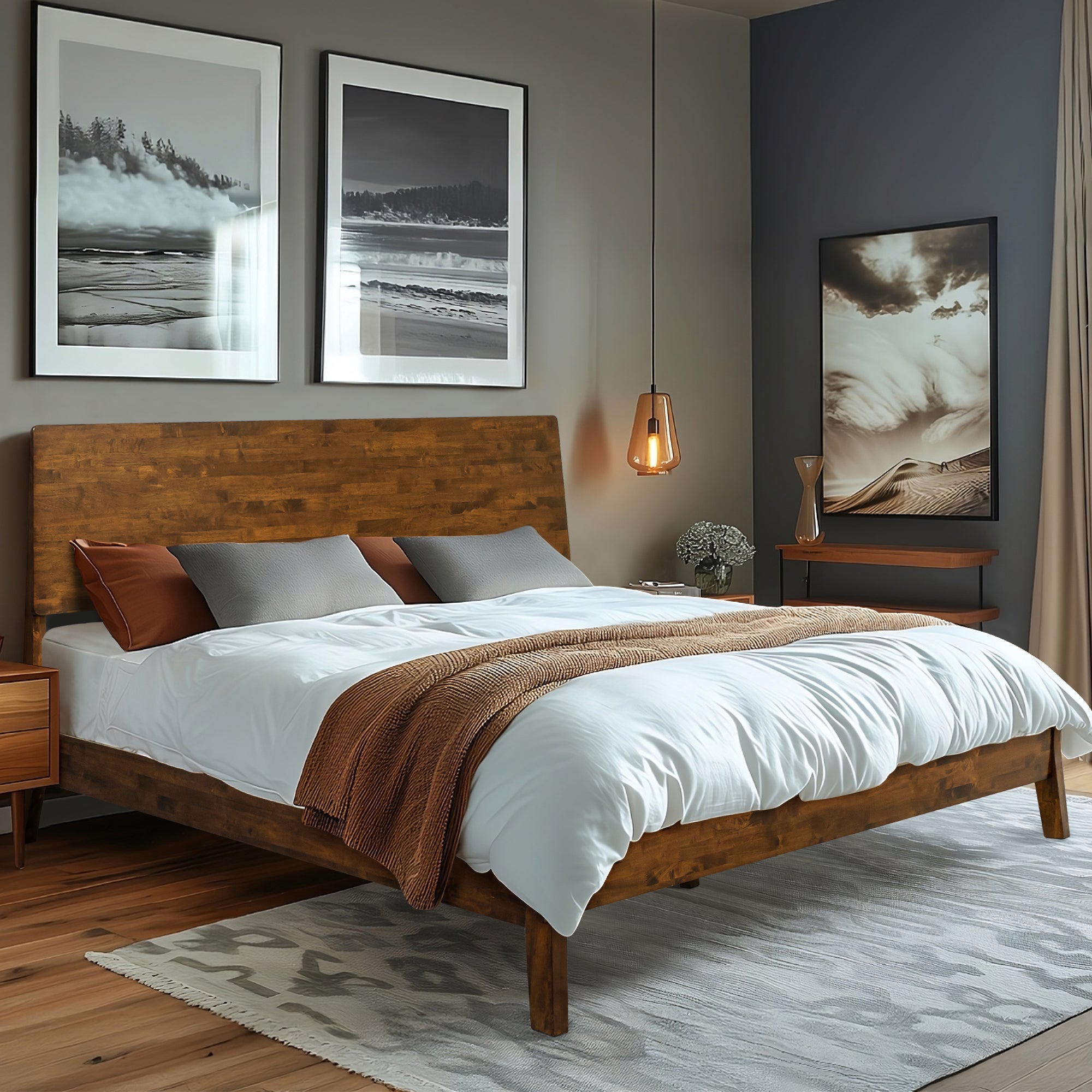 Serenity Deluxe Wood Platform Bed Frame