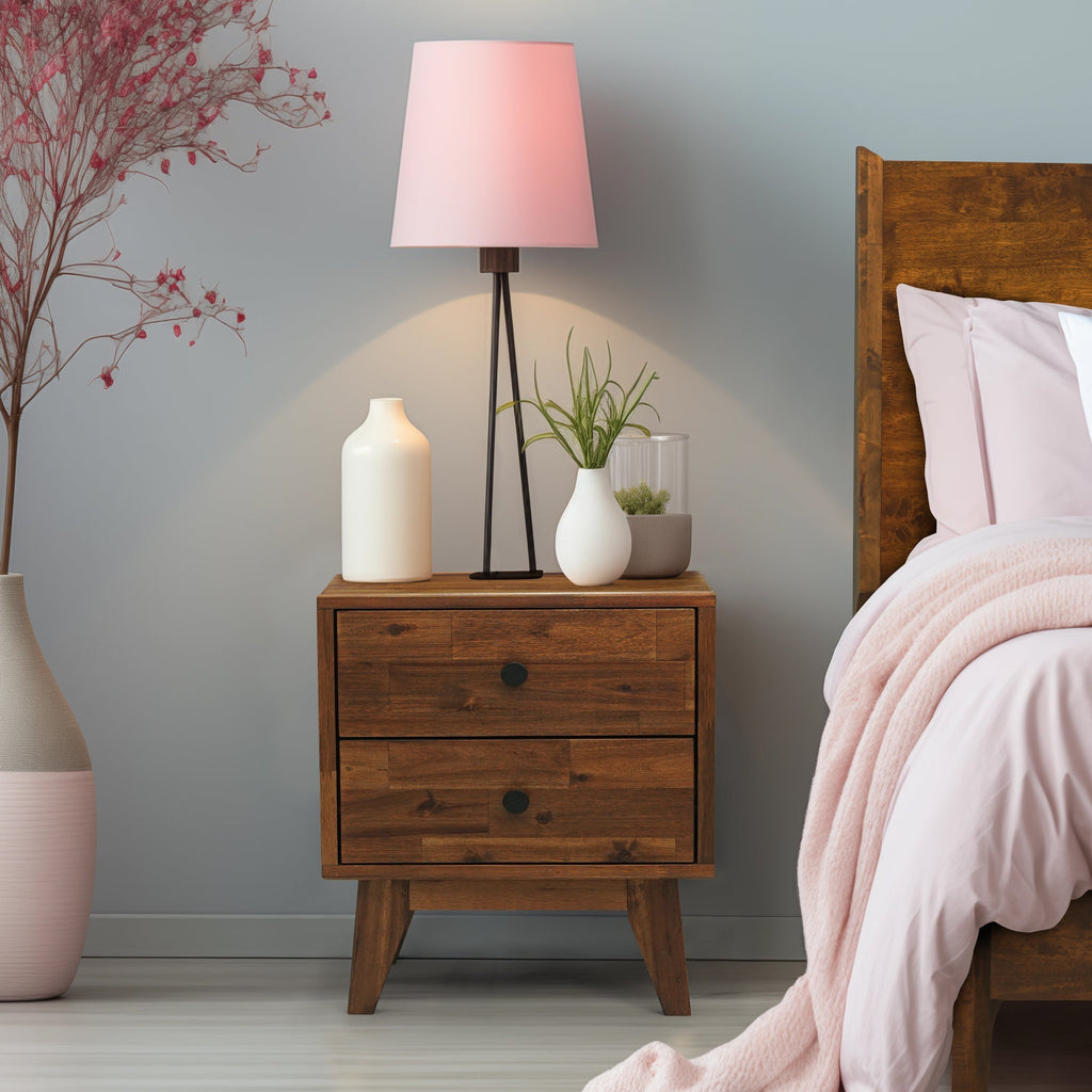 Silvia 2-Drawer Solid Wood Nightstand