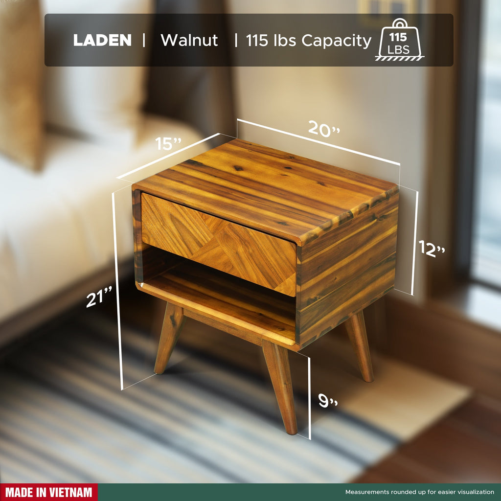 Laden Solid Wood Nightstand