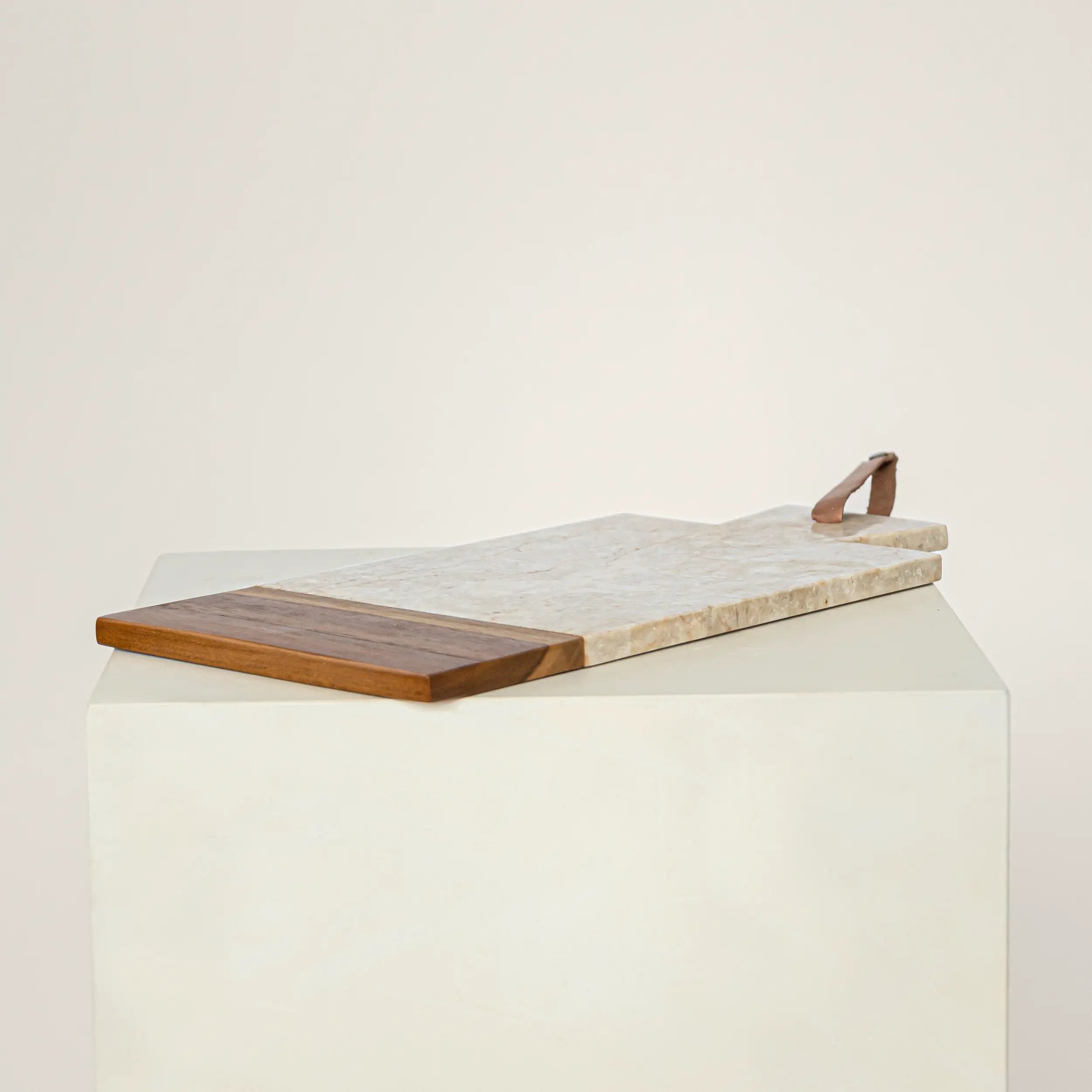 NEW Rectangular Cutting  Board in White Marble and Teak Wood
