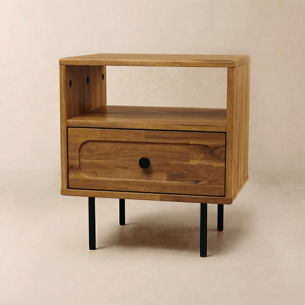 The Steren Single Drawer Solid Wood Nightstand