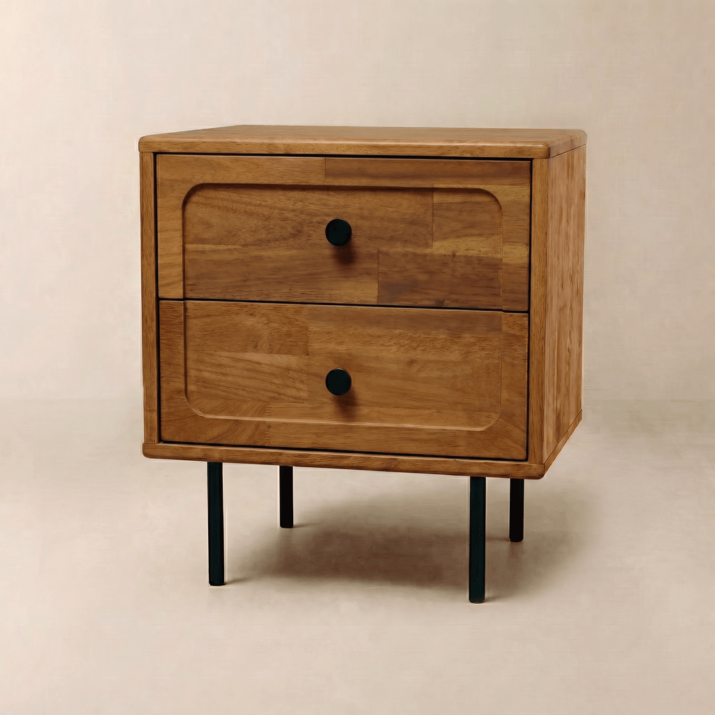 The Steren 2 Drawer Solid Wood Nightstand