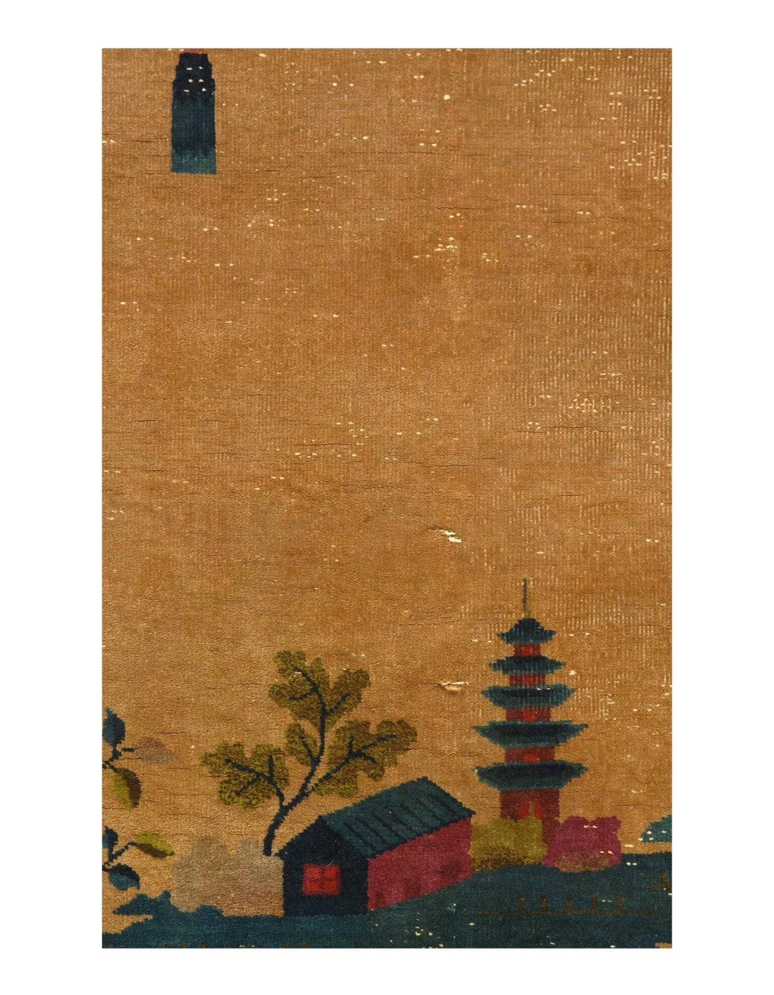 Canvello Genuine Handmade Rug Light Brown Vintage Chinese Art Deco Area Rug for Living Room Home Decor Antique Rug - 8' 11''X 11'8''-2