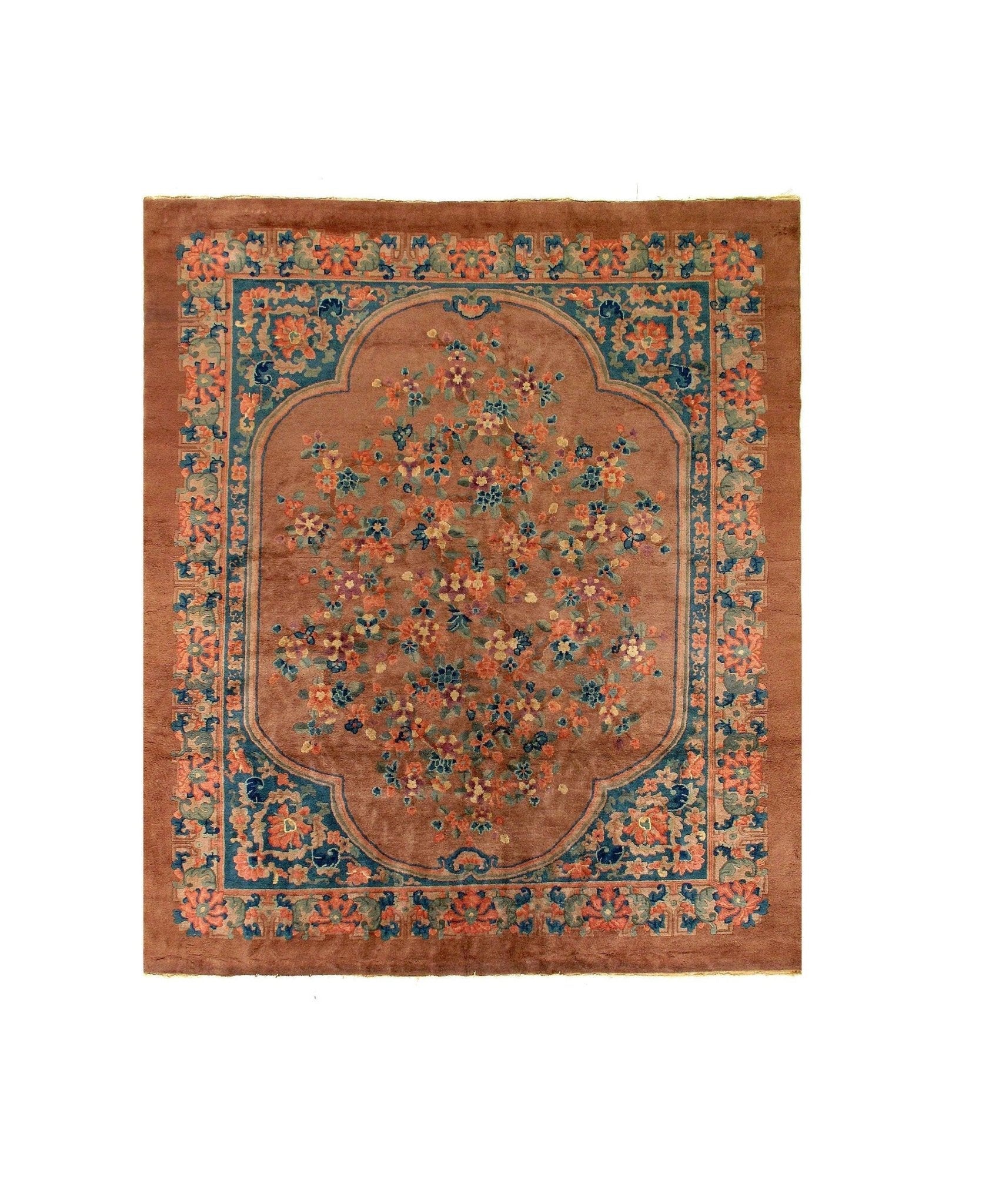 Canvello Genuine Handmade Rug Light Brown Vintage Chinese Art Deco Area Rug for Living Room Home Decor Antique Rug - 8' X 9'7''-0