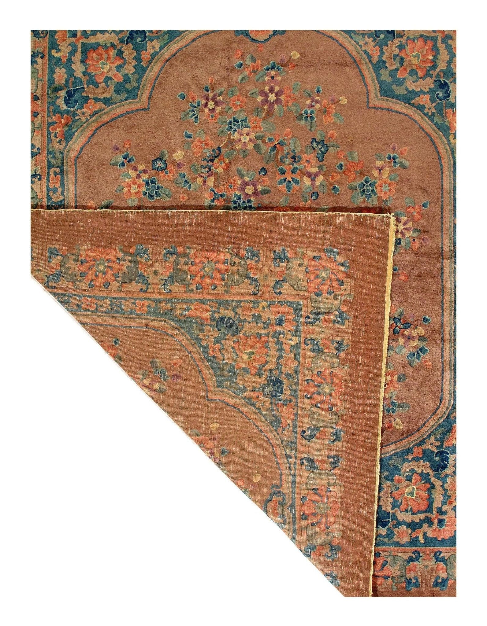 Canvello Genuine Handmade Rug Light Brown Vintage Chinese Art Deco Area Rug for Living Room Home Decor Antique Rug - 8' X 9'7''-3