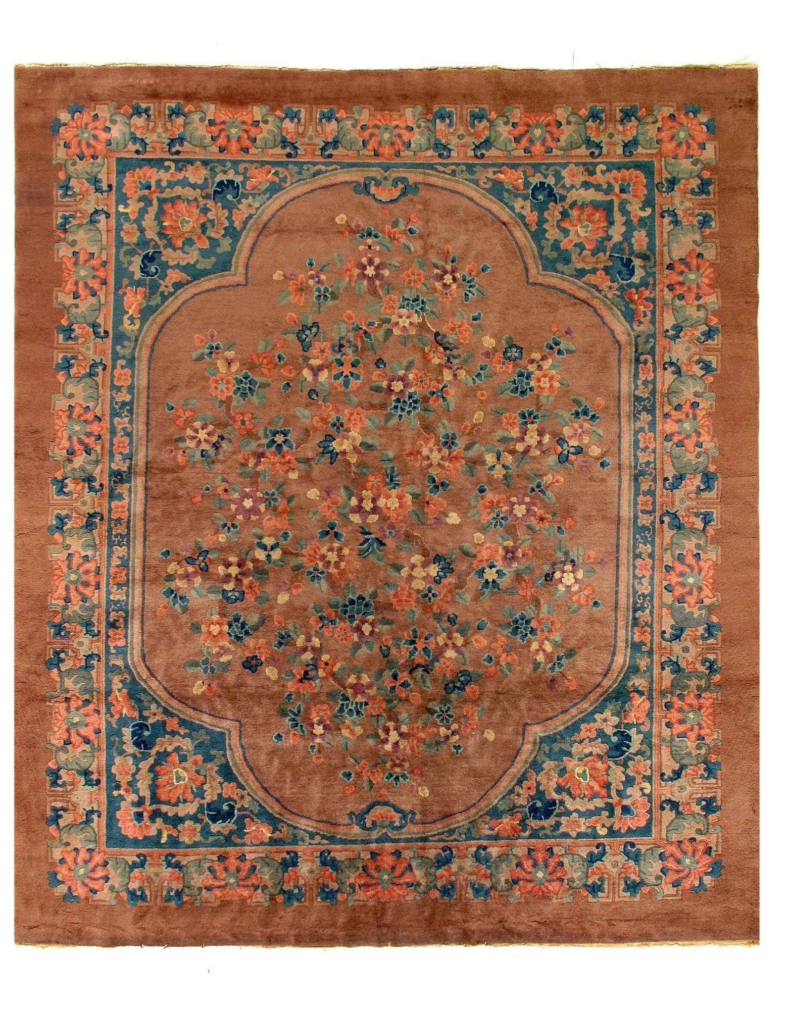 Canvello Genuine Handmade Rug Light Brown Vintage Chinese Art Deco Area Rug for Living Room Home Decor Antique Rug - 8' X 9'7''-1