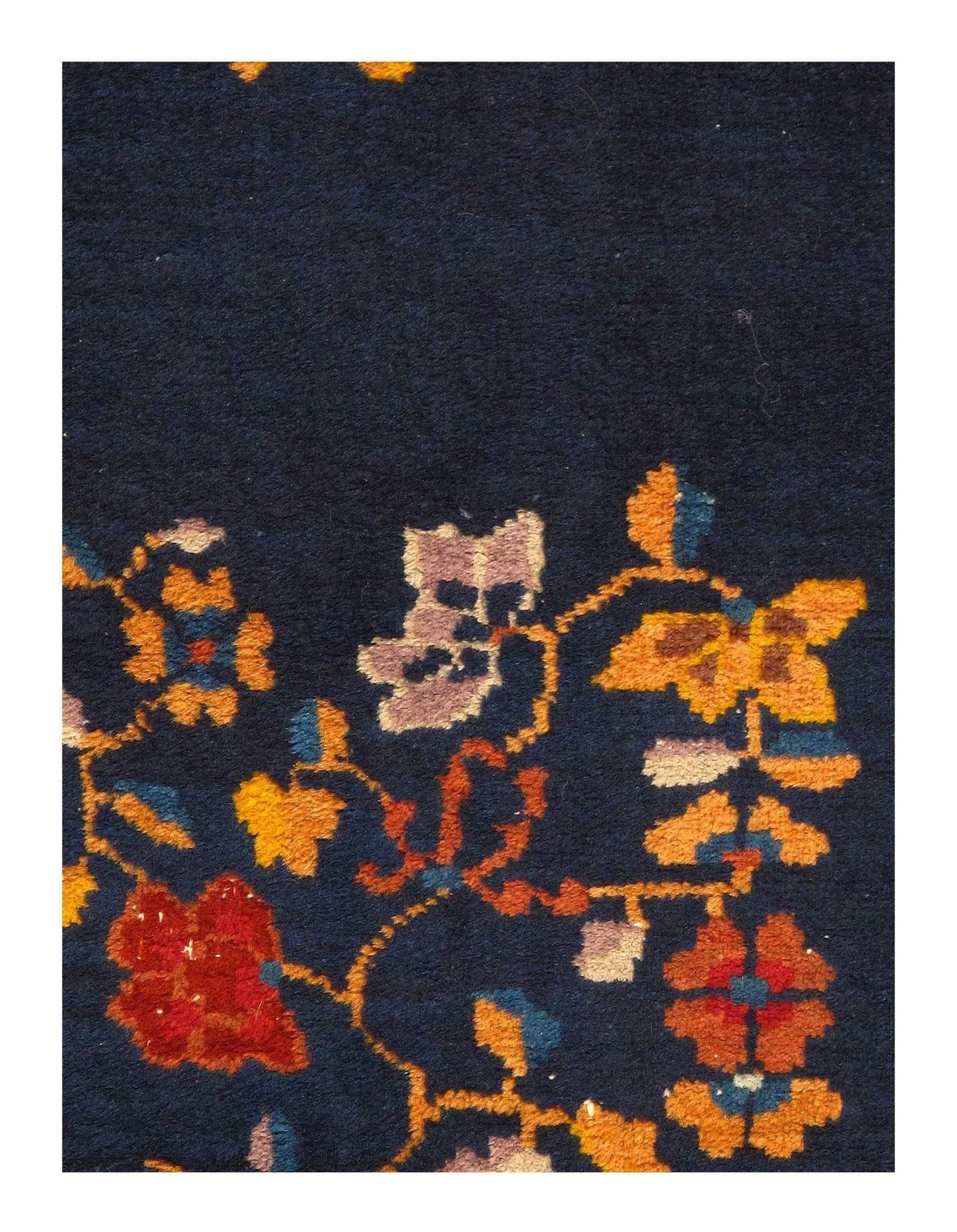 Canvello Genuine Handmade Rug Navy Blue Salmon Vintage Chinese Art Deco Area Rug for Living Room Home Decor Antique Rug - 4'2'' X 5'11''-2