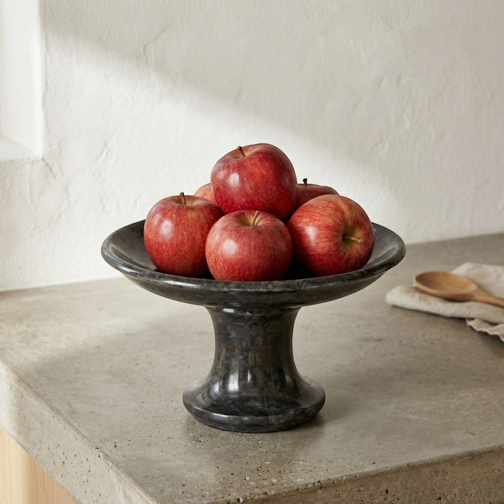 NEW Marble Serving Tray on a Stand - Anthracite Black