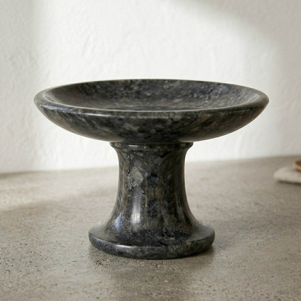 NEW Marble Serving Tray on a Stand - Anthracite Black