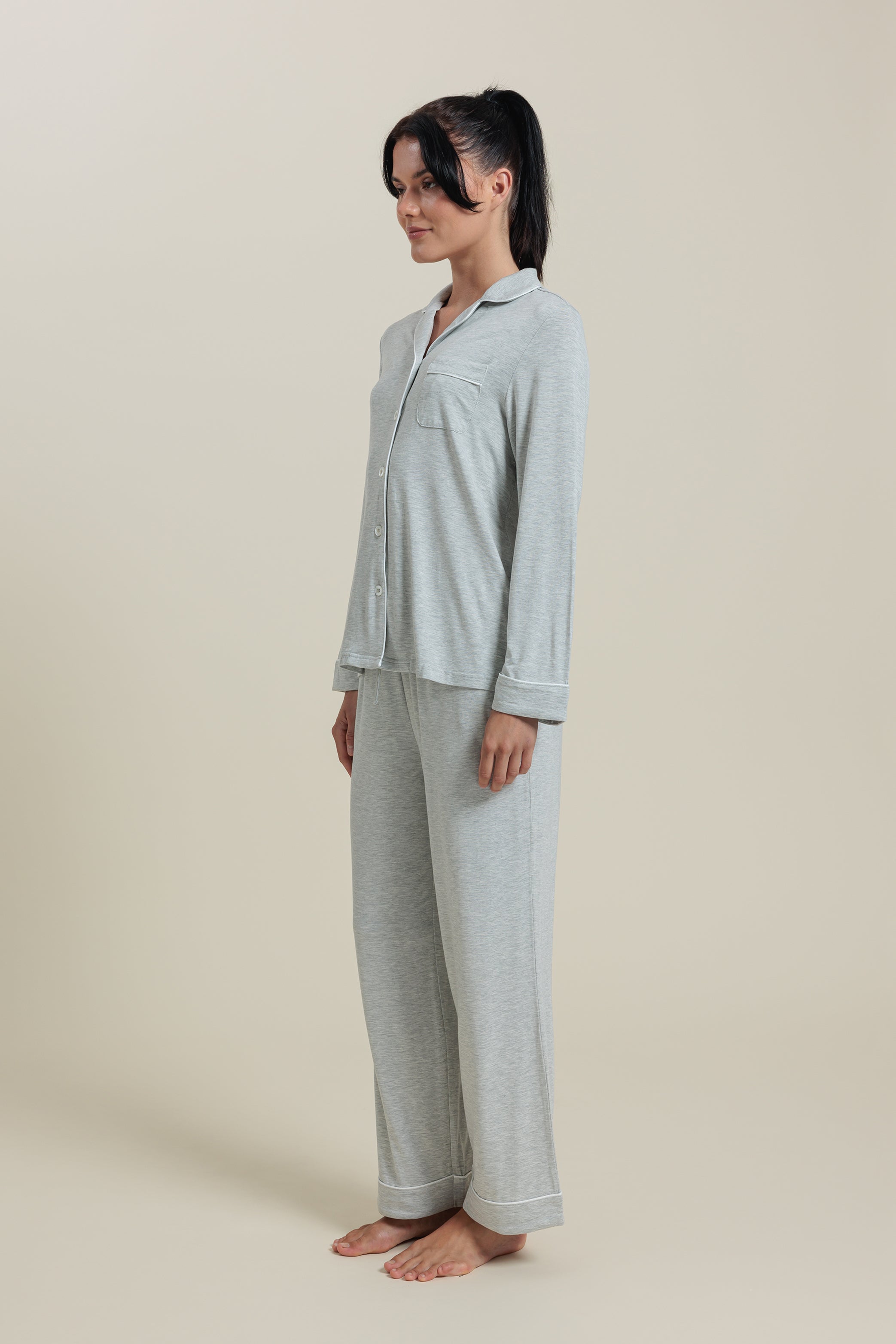 Sleepwear Set <br/>Bamboo Button-Up Cropped Pajama Set