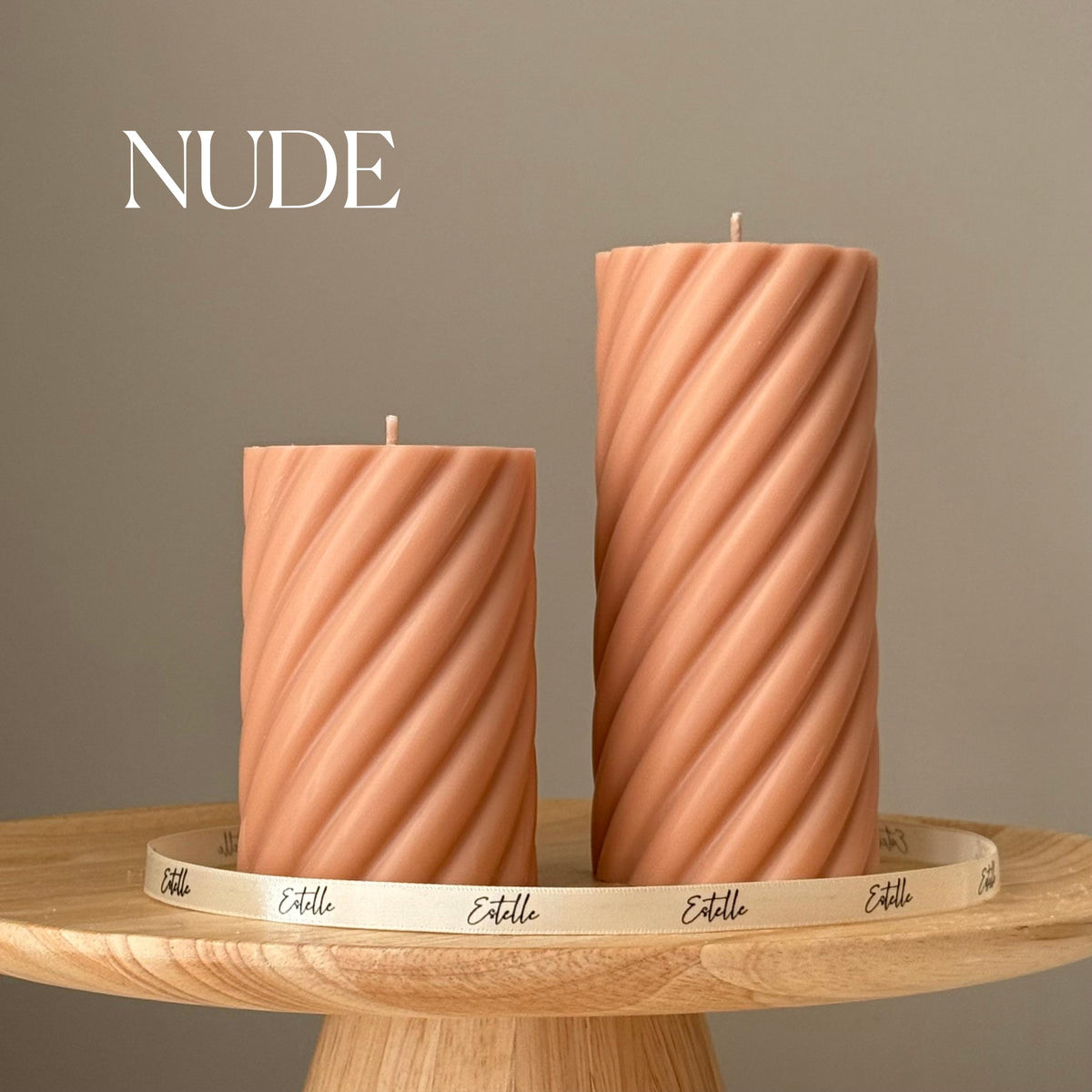 Handmade Swirl Soy Pillar Candle Duo: Sculptural Home Decor
