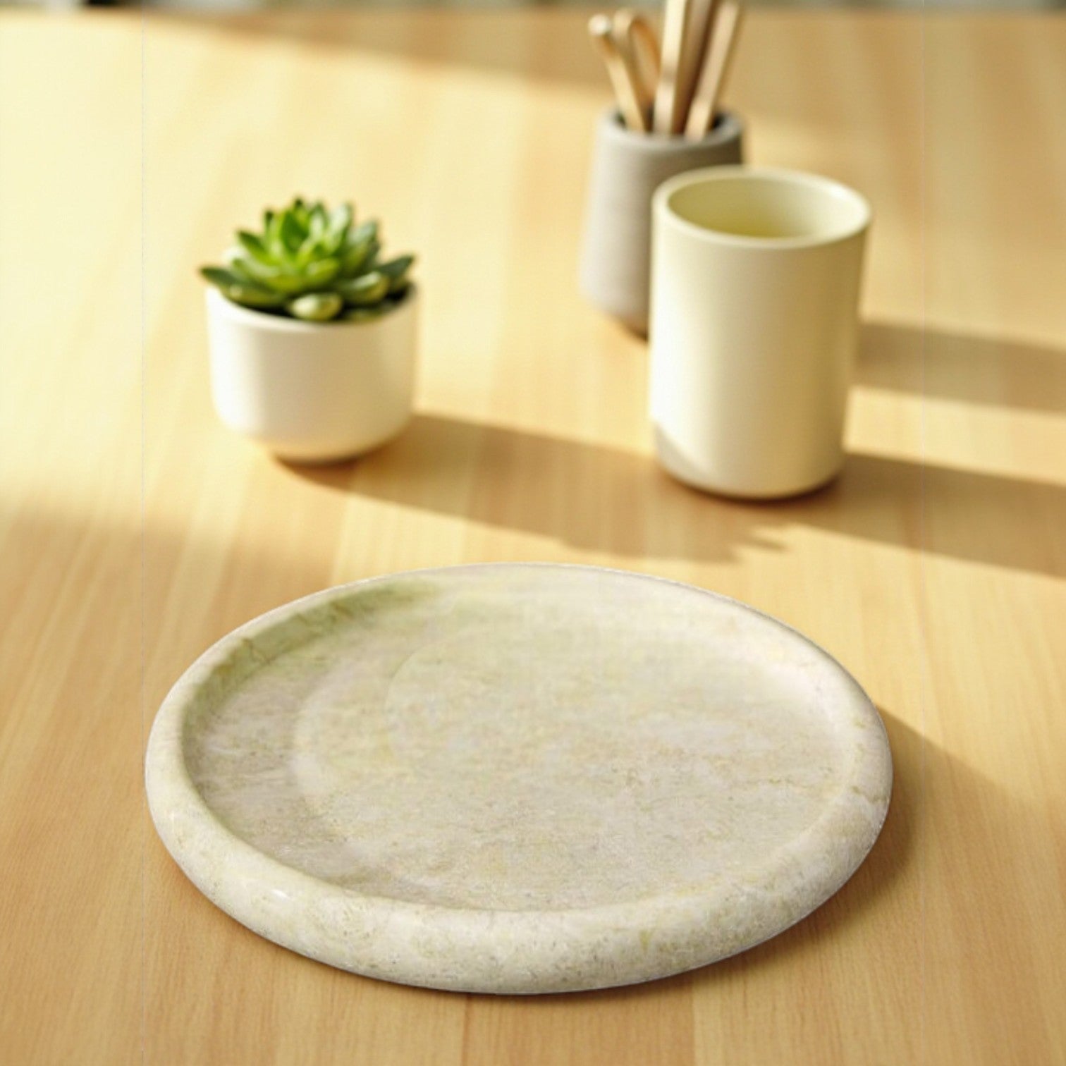 Polished Marble Tray - Cream